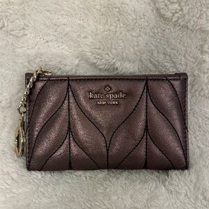 kate spade Metallic Plum Quilted Card Wallet with Keyring